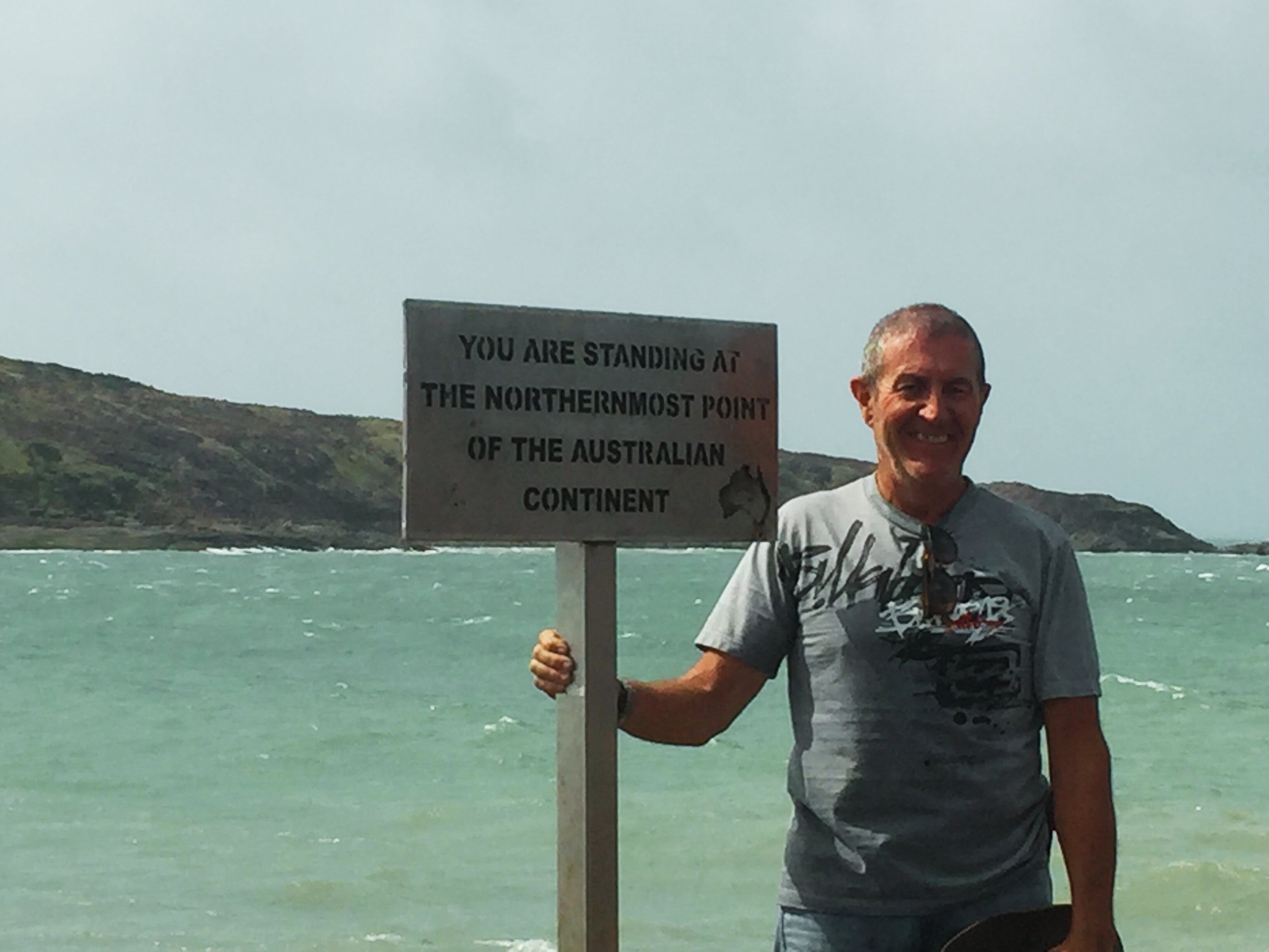 Chris Pianta at the northern most point of Australia.